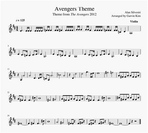 Avengers Theme Sheet Music For Violin Download Free Hd Png Download