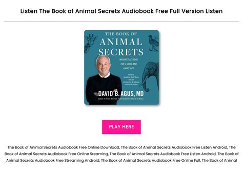 Free The Book Of Animal Secrets Audiobook Free Listen Download By
