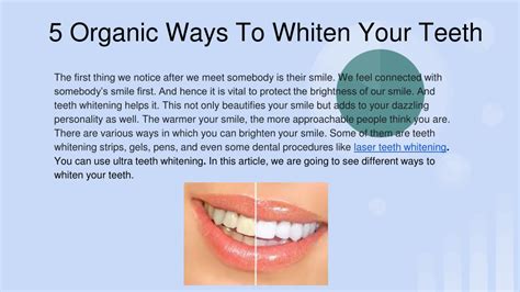 Ppt 5 Organic Ways To Whiten Your Teeth Powerpoint Presentation Free