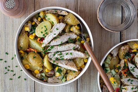 Salade De Pommes De Terre Grenailles Au Poulet Et Concombre Amandine