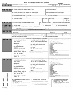 Fillable Online Dhmh Maryland Md Birth Certificate Dhmh Dhmh