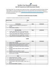 Nur Comprehensive Health Assessment Checklist Docx Nur