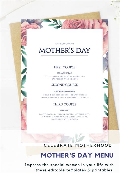 Free Mothers Day Menu Template Printable Templates