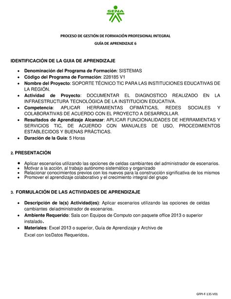 Guia De Aprendizaje Escenarios Y Consolidar Proceso De Gestin De