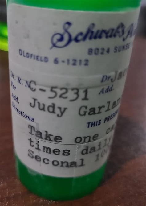 Judy Garland Seconal Barbiturate Prescription Bottle Robscuredrugs