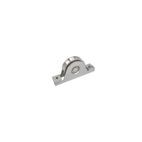 Galet gorge ronde inox sur chape encastrée pour portail coulissant