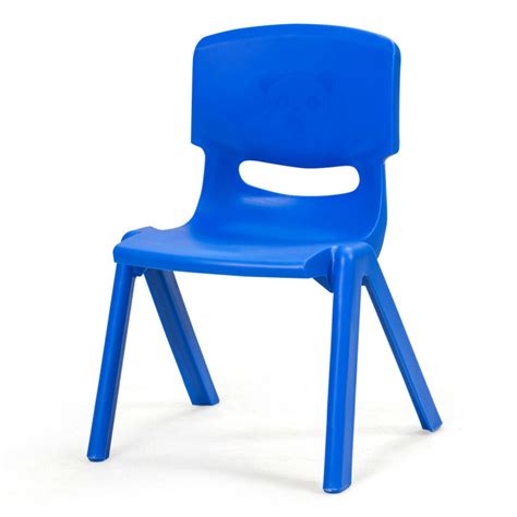 6 Pack Kids Plastic Stackable Classroom Chairs Blue Costway