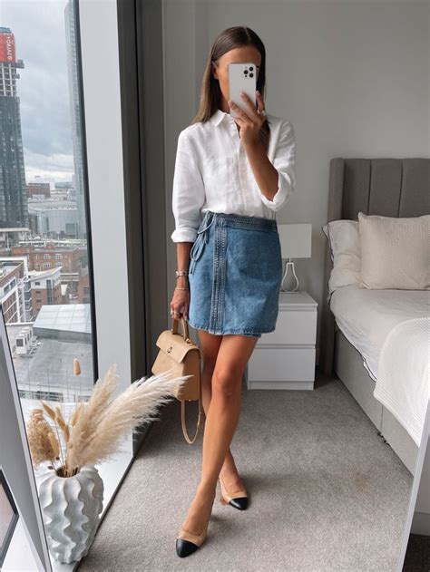 Denim Wrap Mini Skirt Curated On LTK In 2024 Denim Mini Skirt Outfit