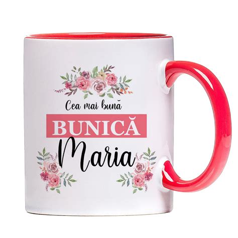 Cana Personalizata Cea Mai Buna Bunica Ceramica Alba Cu Interior Si