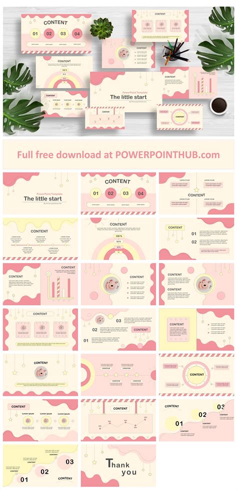 Pastel Free Powerpoint Template With Yellow Cute Little Stars This Is