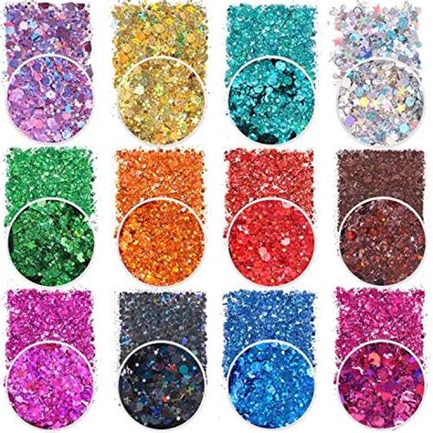 Unime Body Glitter 16 Colors Chunky Glitter For Body Face Hair Make Up Nail Art