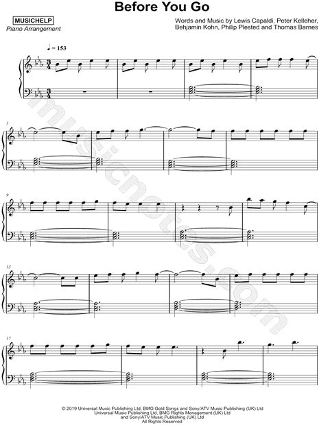 Musichelp Before You Go Sheet Music Piano Solo In Eb Major Download And Print Sku Mn0204982