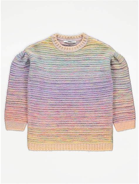 Rainbow Ombre Knitted Jumper Kids George At Asda