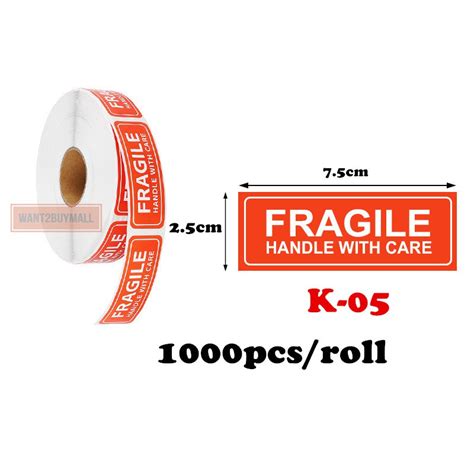 Pcs Roll Fragile Sticker Pos Laju Courier Handle With Care Do