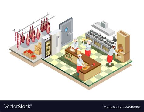 Restaurant Kitchen Isometric Composition Vector Image