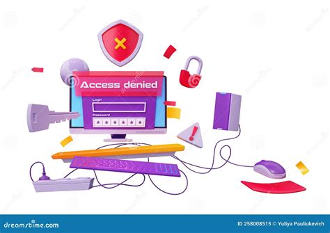 3d Render Data Protection Access Denied Concept Stock Illustration