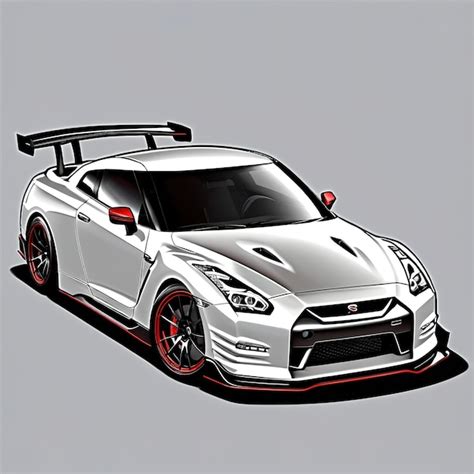 Premium Photo Art Illustrations Of A Black Red White Sport Car Nissan