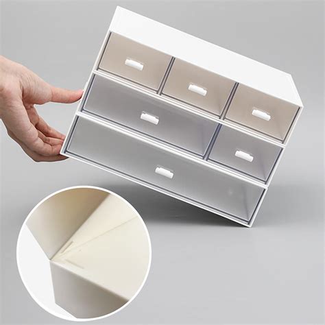 Stackable Desk Organizer Plastic Office 6 Drawers Storage Organizer