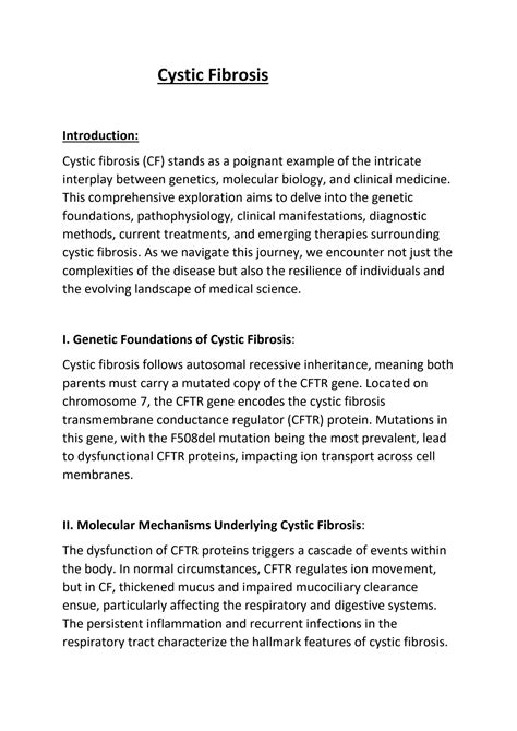 SOLUTION Cystic Fibrosis Studypool