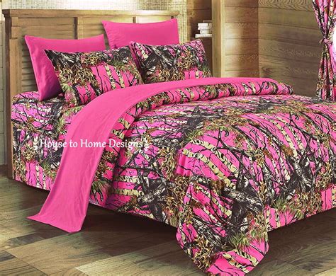 Hi Viz Pink Camo Pc Twin Sheets Set Girls Camouflage Woods Cabin