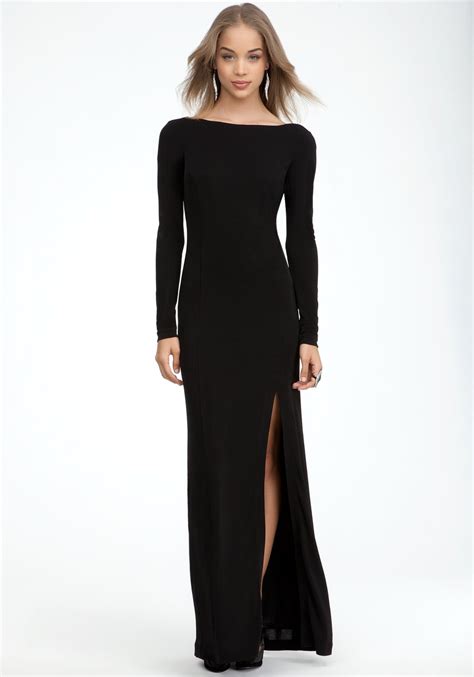 Bebe Full Length Zipper Back Dress In Black Lyst