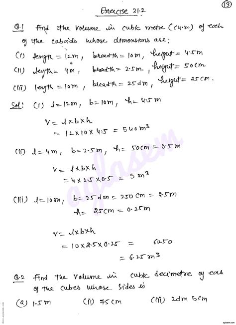 RD Sharma Solutions For Class 8 Mensuration II Volumes And Surface