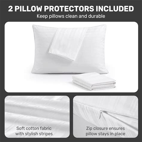 Unikome Almohadas De Plumas De Ganso De Lujo Con Protectores De