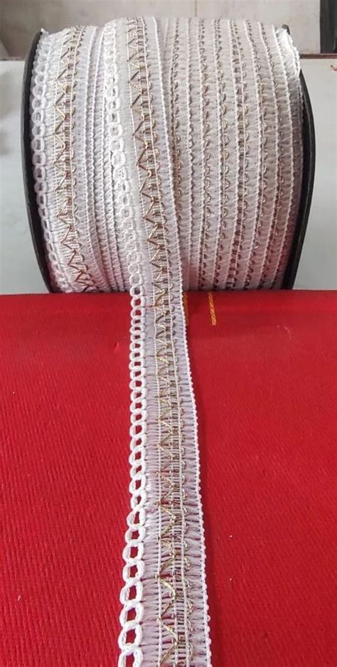 White And Golden 25mm Polyester Lace For Saree At Rs 90 Meter In