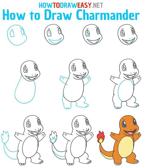 How To Draw Charmander Step By Step Charmander Drawing Easy Drawings