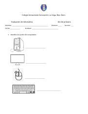 Examen De Inform Tica De To De Primaria Docx Colegio Inmaculada