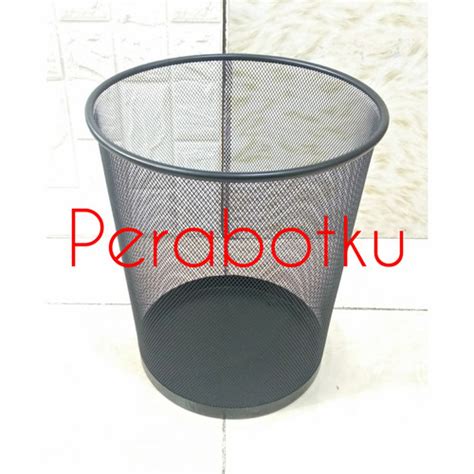 Jual Tempat Sampah Kawat Hitam Besar Keranjang Kawat Bulat Dustbin