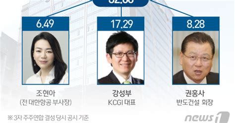 반도 한진칼 주총 의결권 제한암초만난 조현아 3자연합