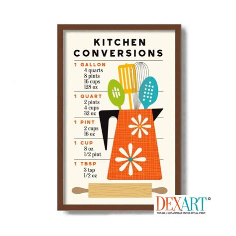 Measurements Chart Conversion Chart For Kitchen Art Print Etsy