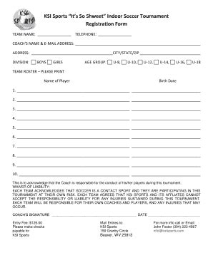 Soccer Tournament Registration Form Complete With Ease Airslate Signnow