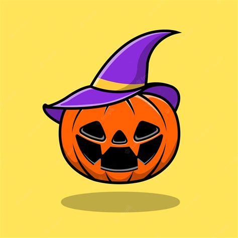 Premium Vector Cute Witch Pumpkin Halloween Cartoon Vector Icon