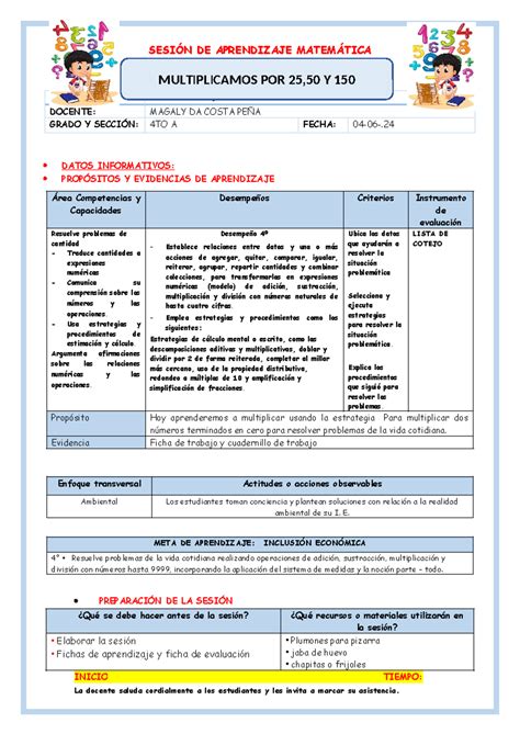 Ses Mate Juev Multiplicamos En Columnas Y Filas Prof