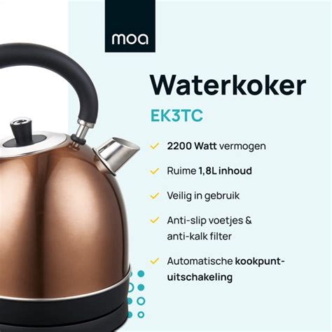 Moa Retro Waterkoker Koper Liter Elektrisch Rvs Ek Tc Bol