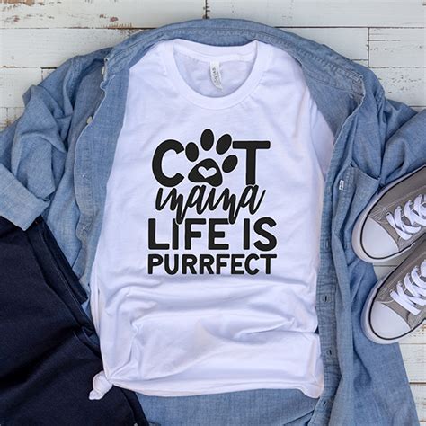 T Shirt Cat Mama Life Is Purrfect Pet Lover