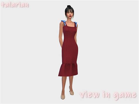 The Sims Resource Mila Dress With Bows On The Shoulders