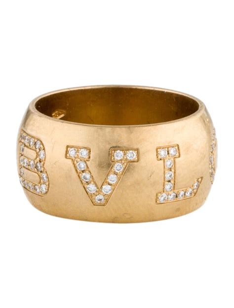 Bvlgari K Diamond Monologo Ring K Yellow Gold Band Rings