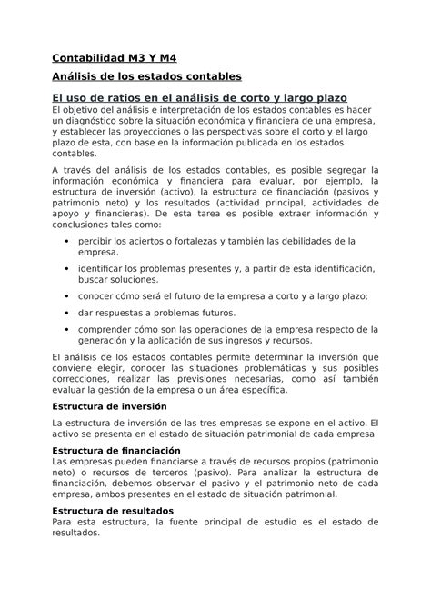 Contabilidad M3 Y M4 resumen Contabilidad M3 Y M Análisis de los