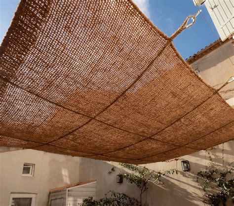 Voile d ombrage en fibres de coco à quadrillages Henriette Concha