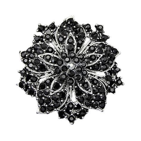 Rhinestone Brooch Exquisite Anti Rust Round Blossom Flower Rhinestone