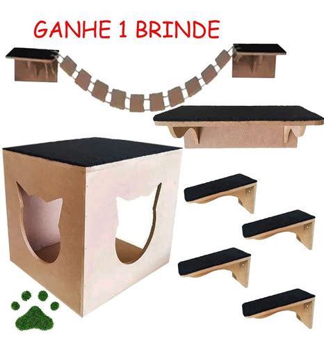 Playground Para Gato Nicho Toca Escada Ponte Prateleira Mdf