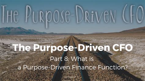 purpose driven cfo part  purpose driven finance