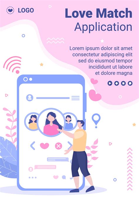 Dating App For a Love Match Flyer Template Flat Design Illustration ...