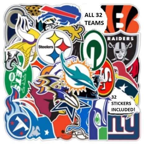 Full Pcs Set Vinyl Stickers Nfl All Teams Logo Football