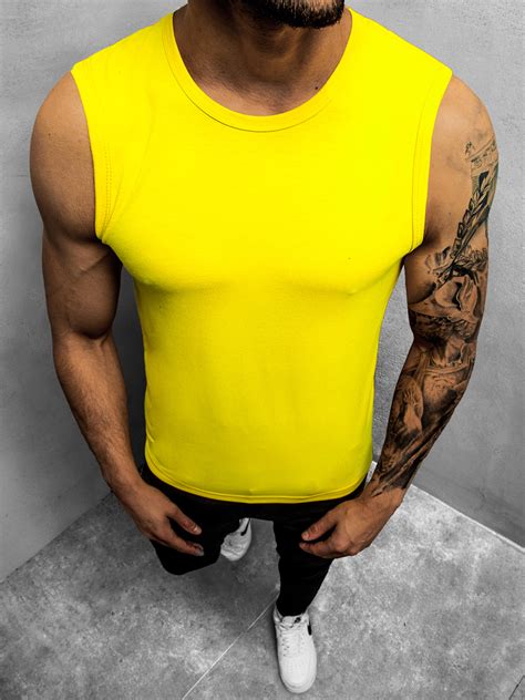 Mens Tank Top Yellow Ozonee Js9900133z Mens Clothing Ozonee