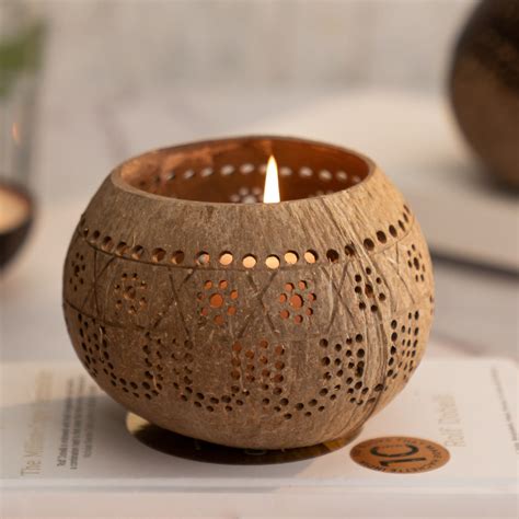 Buy Eco Friendly Coconut Shell Tealight Holder I Tropical Online On Zwende