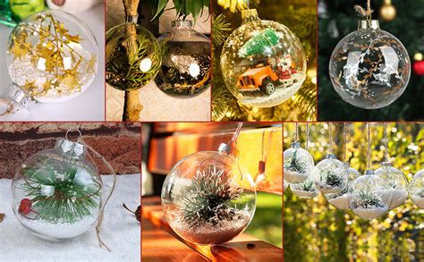 Warmiehomy 5pcs Hanging Clear Glass Bauble 10cm Fillable Christmas Baubles For Diy Decorations